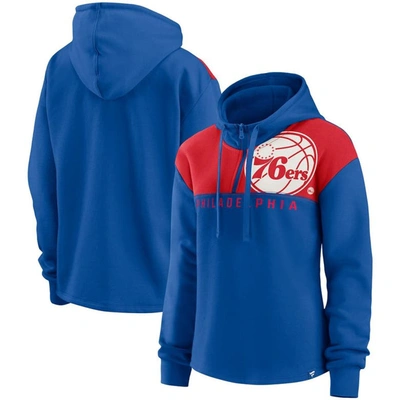 Fanatics Branded Royal Philadelphia 76ers Overslide Quarter-zip Fleece Hoodie