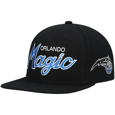 Mitchell & Ness Men's  Black Orlando Magic Hardwood Classics Mvp Team Script 2.0 Snapback Hat