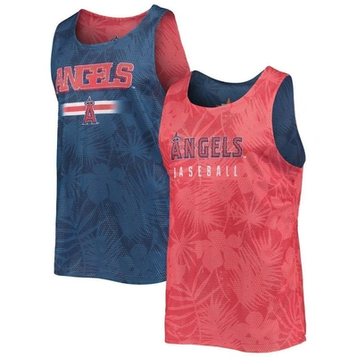 Foco Men's  Red, Navy Los Angeles Angels Floral Reversible Mesh Tank Top In Red,navy