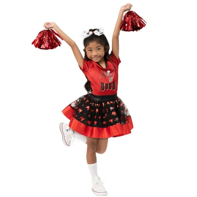 Jerry Leigh Kids' Girls Youth Red Tampa Bay Buccaneers Tutu Tailgate Game Day V-neck Costume