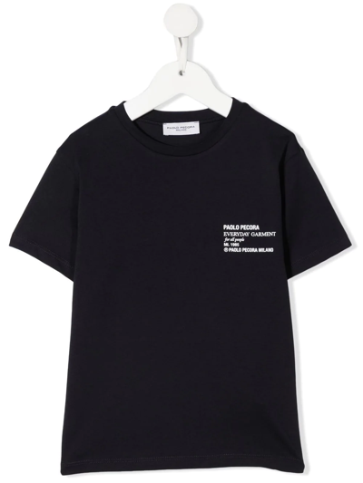 Paolo Pecora Kids' Logo-print Cotton T-shirt In Blue