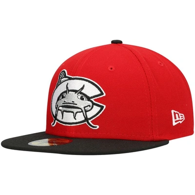 New Era Red Carolina Mudcats Authentic Collection Road 59fifty Fitted Hat
