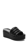 Jslides Quirky Platform Sandal In Black Leather