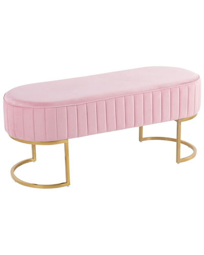Lumisource Demi Glam Pleated Bench In Gold