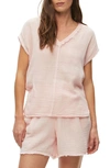 Michael Stars Draya V-neck Gauze Tee In Rose