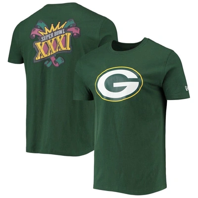 New Era Green Green Bay Packers Patch Up Collection Super Bowl Xxxi T-shirt