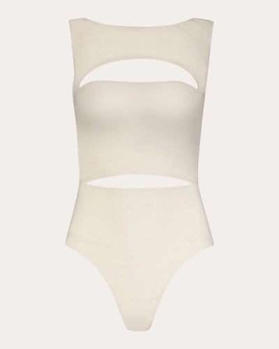 Matthew Bruch Claudia Cutout Swimsuit In Cream Scuba