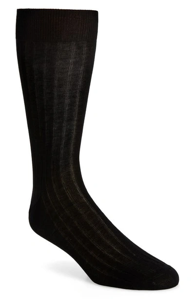 Canali Cotton Rib Dress Socks In Black