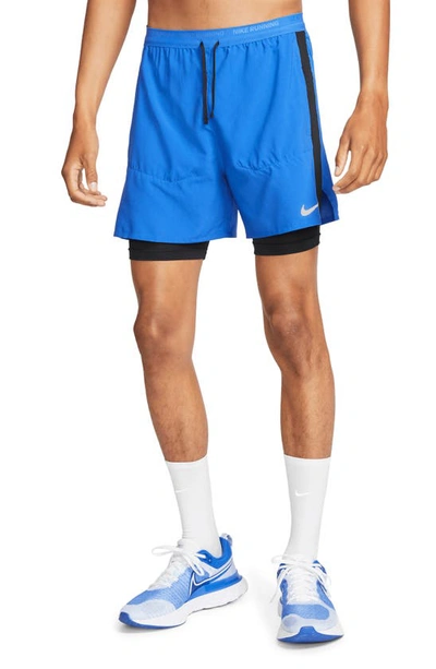 Nike Men's Stride Dri-fit 5" Hybrid Running Shorts In Blue