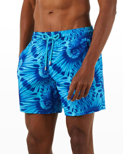Vilebrequin Mahina Slim-fit Mid-length Tie-dyed Recycled Swim Shorts In Azur