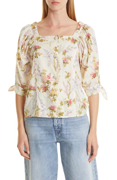 Mille Evelyn Floral Button-up Top In Trianon