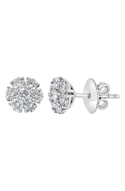 Effy 14k White Gold Diamond Flower Stud Earrings