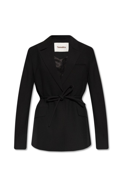 Nanushka Tied-waist Single-breasted Blazer In Black