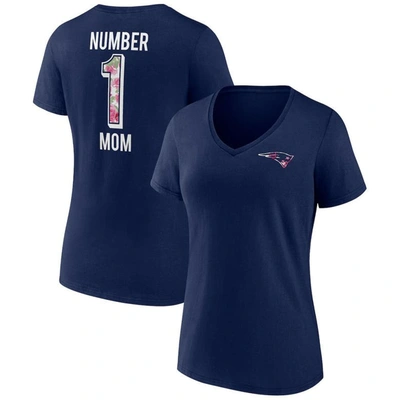 Fanatics Branded Navy New England Patriots Plus Size Mother's Day #1 Mom V-neck T-shirt