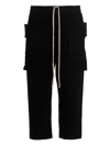 Rick Owens Drkshdw Drop-crotch Cropped Cargo Trousers In Black