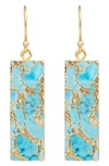 Saachi 18k Gold Plated Mojave Turquoise Rectangle Drop Earrings
