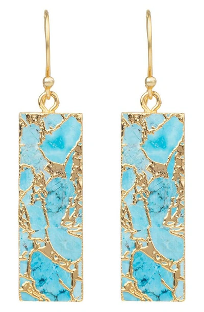 Saachi 18k Gold Plated Mojave Turquoise Rectangle Drop Earrings