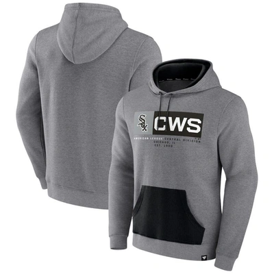 Fanatics Branded Heathered Gray Chicago White Sox Iconic Steppin Up Fleece Pullover Hoodie In Heathered Gray,black