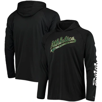 Columbia Black Oakland Athletics Terminal Tackle Omni-shade Raglan Pullover Hoodie