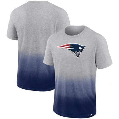 Fanatics Men's  Branded Heathered Gray, Navy New England Patriots Team Ombre T-shirt In Heathered Gray,navy