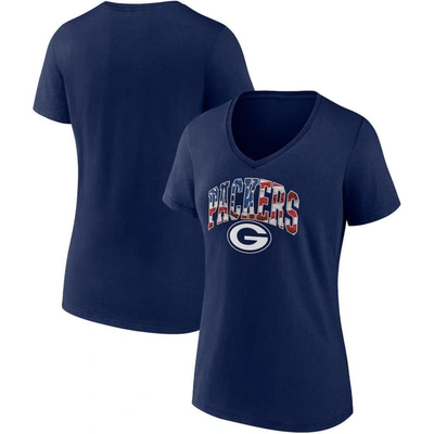 Fanatics Branded Navy Green Bay Packers Team Banner Wave V-neck T-shirt