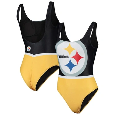 Foco Black Pittsburgh Steelers Team One-piece Swimsuit