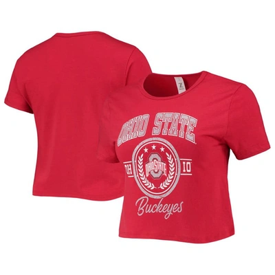 Zoozatz Scarlet Ohio State Buckeyes Core Laurels Cropped T-shirt