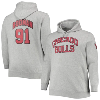 Mitchell & Ness Men's  Dennis Rodman Heathered Grey Chicago Bulls Big And Tall Name And Number Pullov