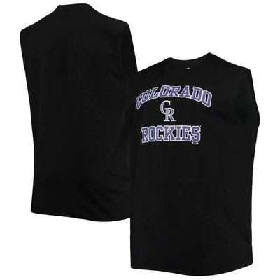 Profile Men's Black Colorado Rockies Big And Tall Jersey Muscle Tank Top