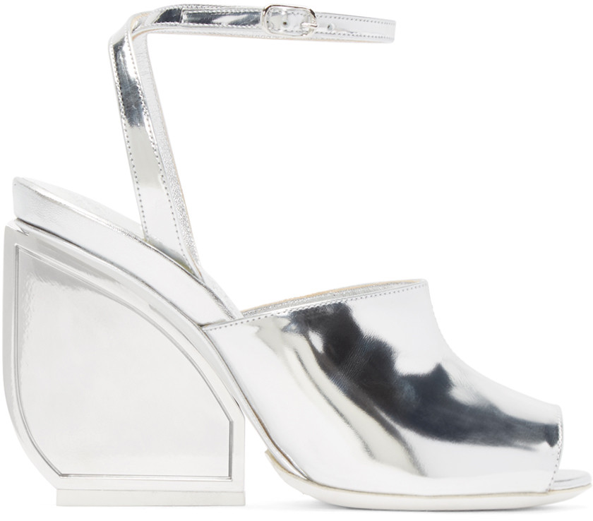 Maison Margiela Silver Mirror Heel Sandals | ModeSens