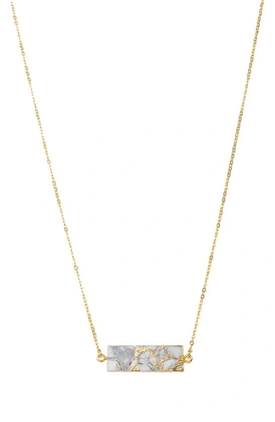 Saachi 18k Gold Plated Mojave Turquoise Rectangle Pendant Necklace In White