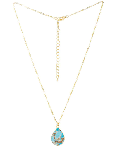 Saachi 18k Gold Plated Mojave Turquoise Teardrop Pendant Necklace