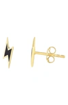 Karat Rush 14k Yellow Gold Lightning Bold Stud Earrings In Yellow & Black