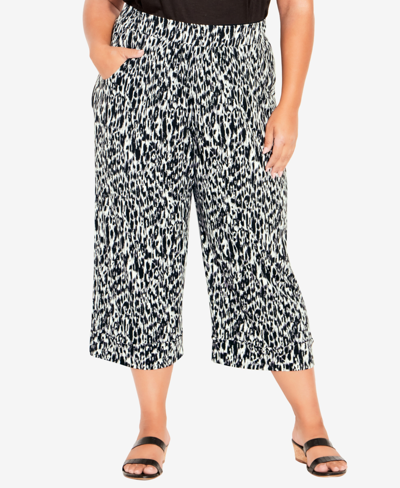 Avenue Plus Size Alisha Knit Print Shorts In Smokey
