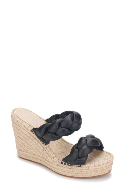 Kenneth Cole New York Women's Footwear Olivia Braid Espadrille Wedge Sandals Women's Shoes In Black