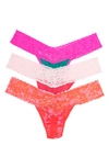 Hanky Panky Low Rise Lace Thongs In Sjag/ Papk