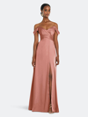 Dessy Collection Off The Shoulder Satin Gown In Pink