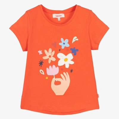 Catimini Babies' Girls Orange Cotton T-shirt