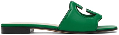 Gucci Women's Interlocking G Cut-out Slide Sandal In Green