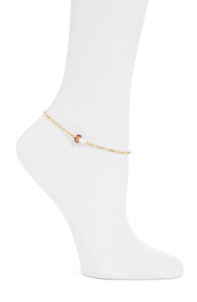 Madewell Mushroom Paperclip Chain Anklet In Vintage Gold