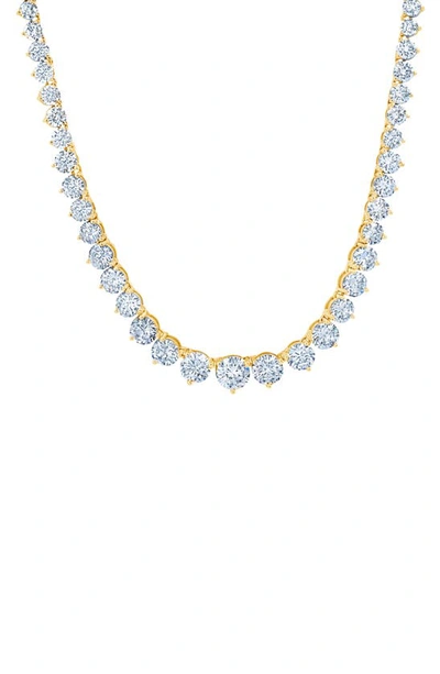 Crislu Graduated Cubic Zirconia Tennis Necklace In Gold