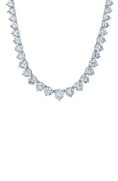 Crislu Graduated Cubic Zirconia Tennis Necklace In Platinum