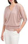 Chaus Metallic Cold Shoulder Top In Mauve