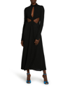 Victoria Beckham Twist Fluid Viscose Jersey Midi Dress In Black
