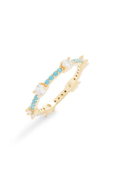 Adinas Jewels By Adina Eden Colored Gemstone X Cz Thin Eternity Ring In Blue
