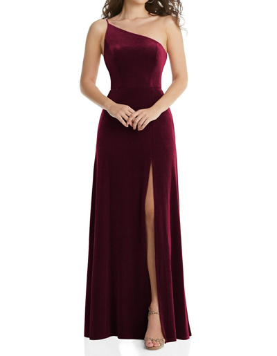 After Six One-shoulder Velvet Maxi Dress In Cabernet