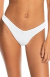 Roxy Rib  Love High Leg Cheeky Bikini Bottoms In Bright White