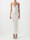 Galvan Thalia Pearl-embellished Ribbed-knit Maxi Dress In White