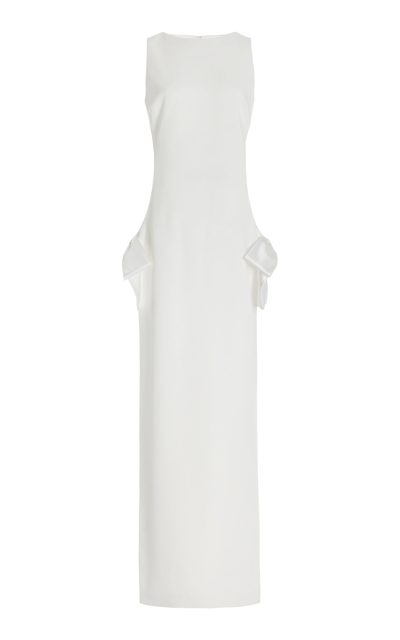 Monot Bow-detailed Cutout Crepe Gown In Whiteblk