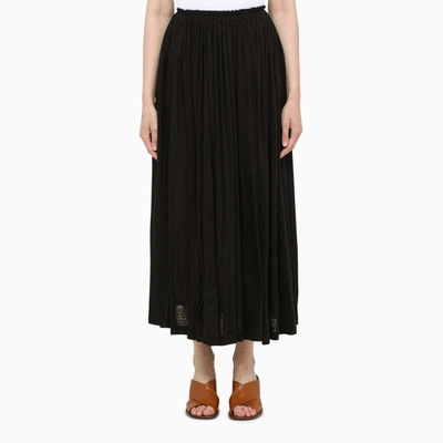 Chloé Black Linen Pleated Skirt